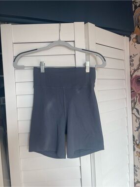 Abercrombie & Fitch Ribbed High-Rise Bike Shorts - Charcoal